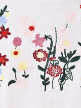 【2色展開】Meridian フラワー 刺繍 半袖セーター