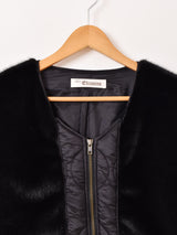 【2色展開】Elcamino 切り替えフェイクファー キルティングジャケット