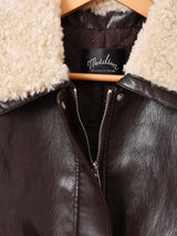 【2色展開】Meridian ボアカラー フェイクレザージャケット