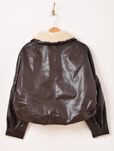 【2色展開】Meridian ボアカラー フェイクレザージャケット