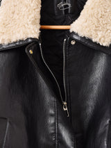 【2色展開】Meridian ボアカラー フェイクレザージャケット