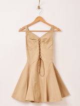 【2色展開】Meridian レースアップ ミニ キャミソールワンピース