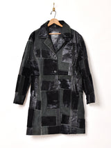 ハラコ×レザー パッチワークコート