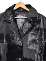 ハラコ×レザー パッチワークコート