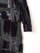 ハラコ×レザー パッチワークコート