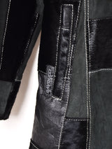 ハラコ×レザー パッチワークコート