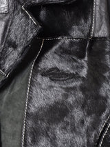 ハラコ×レザー パッチワークコート