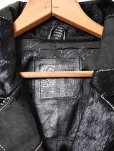 ハラコ×レザー パッチワークコート