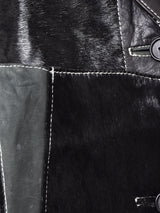 ハラコ×レザー パッチワークコート