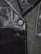 ハラコ×レザー パッチワークコート