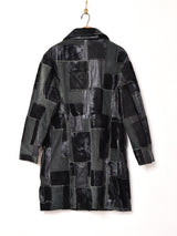 ハラコ×レザー パッチワークコート