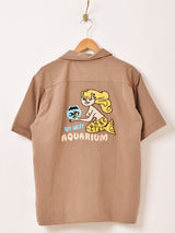 【2色展開】Backers 刺繍入り 半袖 オープンカラーシャツ 「AQUARIUM」