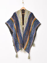 【2色展開】Elcamino エスニックデザイン タッセル付き ケープ