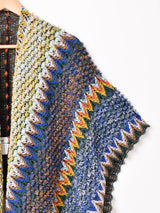 【2色展開】Elcamino エスニックデザイン タッセル付き ケープ