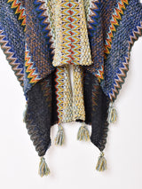 【2色展開】Elcamino エスニックデザイン タッセル付き ケープ