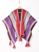 【2色展開】Elcamino エスニックデザイン タッセル付き ケープ