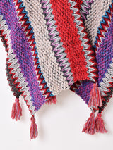 【2色展開】Elcamino エスニックデザイン タッセル付き ケープ