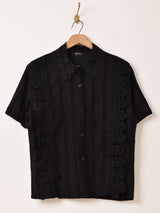 【2色展開】Meridian カットワークレース 半袖シャツ