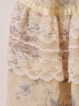 70's Made in USA "GUNNE SAX" レース 花柄 長袖ワンピース