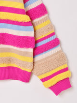 【3色展開】Elcamino マルチボーダー リボン カーディガン