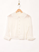 シアー レース 長袖ブラウス