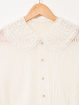 シアー レース 長袖ブラウス