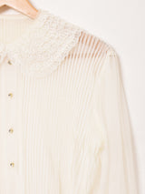 シアー レース 長袖ブラウス