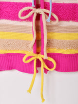 【3色展開】Elcamino マルチボーダー リボン カーディガン