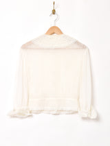 シアー レース 長袖ブラウス