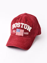 【2色展開】刺繍入り コーデュロイキャップ 「BOSTON」