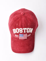 【2色展開】刺繍入り コーデュロイキャップ 「BOSTON」