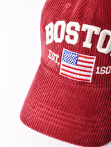 【2色展開】刺繍入り コーデュロイキャップ 「BOSTON」