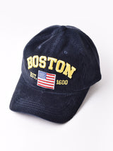 【2色展開】刺繍入り コーデュロイキャップ 「BOSTON」