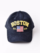 【2色展開】刺繍入り コーデュロイキャップ 「BOSTON」