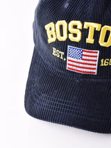 【2色展開】刺繍入り コーデュロイキャップ 「BOSTON」