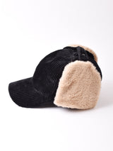 【3色展開】コーデュロイ フェイクファー イヤーマフキャップ