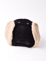 【3色展開】コーデュロイ フェイクファー イヤーマフキャップ