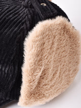 【3色展開】コーデュロイ フェイクファー イヤーマフキャップ