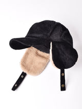 【3色展開】コーデュロイ フェイクファー イヤーマフキャップ