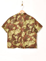 花柄 ボウタイ 半袖ブラウス