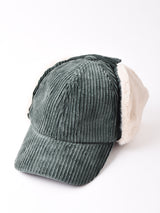 【3色展開】コーデュロイ フェイクファー イヤーマフキャップ