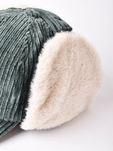 【3色展開】コーデュロイ フェイクファー イヤーマフキャップ