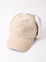 【3色展開】コーデュロイ フェイクファー イヤーマフキャップ