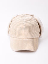 【3色展開】コーデュロイ フェイクファー イヤーマフキャップ