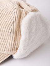 【3色展開】コーデュロイ フェイクファー イヤーマフキャップ