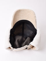 【3色展開】コーデュロイ フェイクファー イヤーマフキャップ