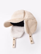 【3色展開】コーデュロイ フェイクファー イヤーマフキャップ