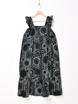 Emerald Motel 総柄 ノースリーブ ベロアドレス