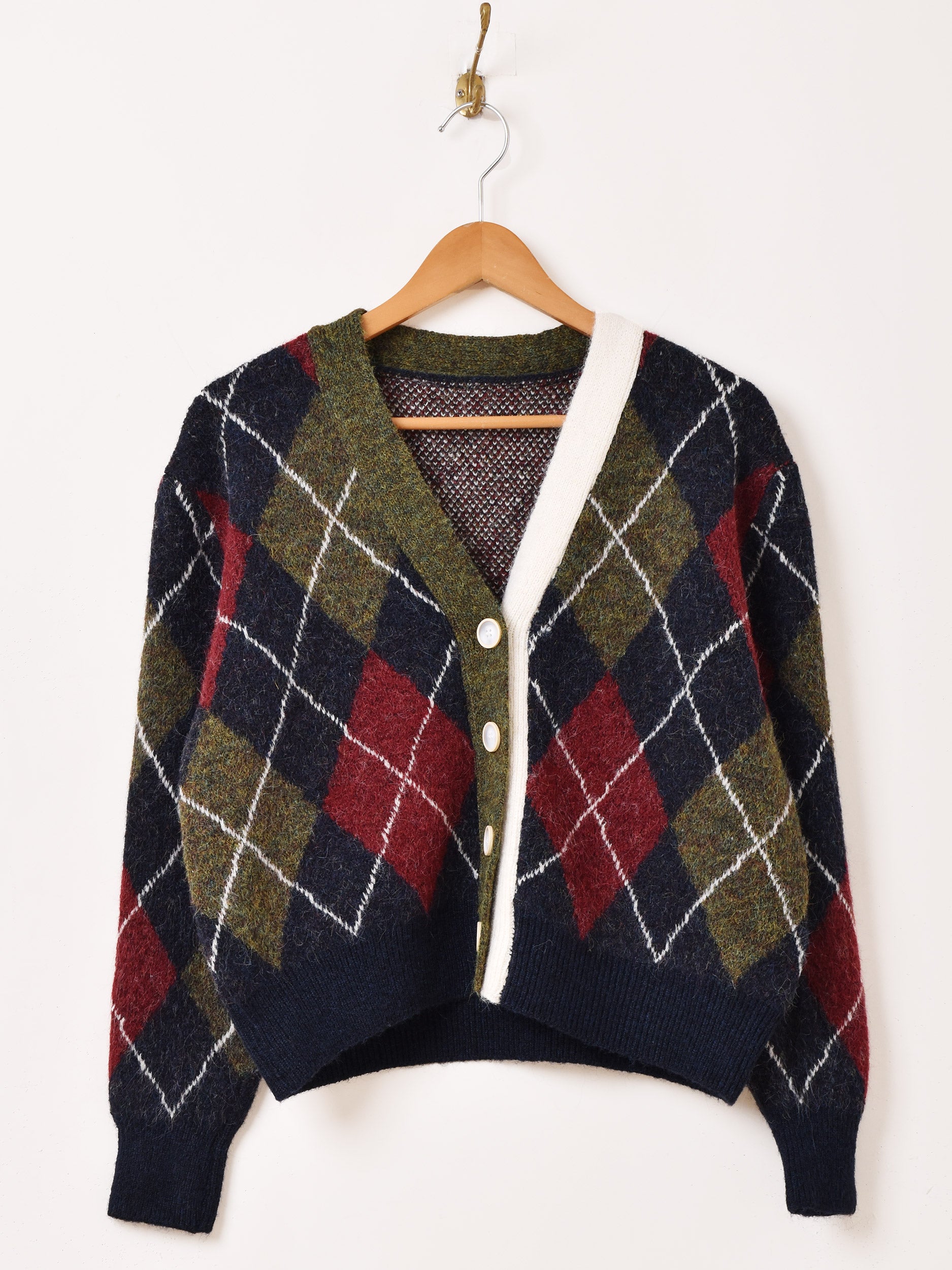 2色展開】Meridian アーガイルチェック柄 カーディガン – 古着屋Top of