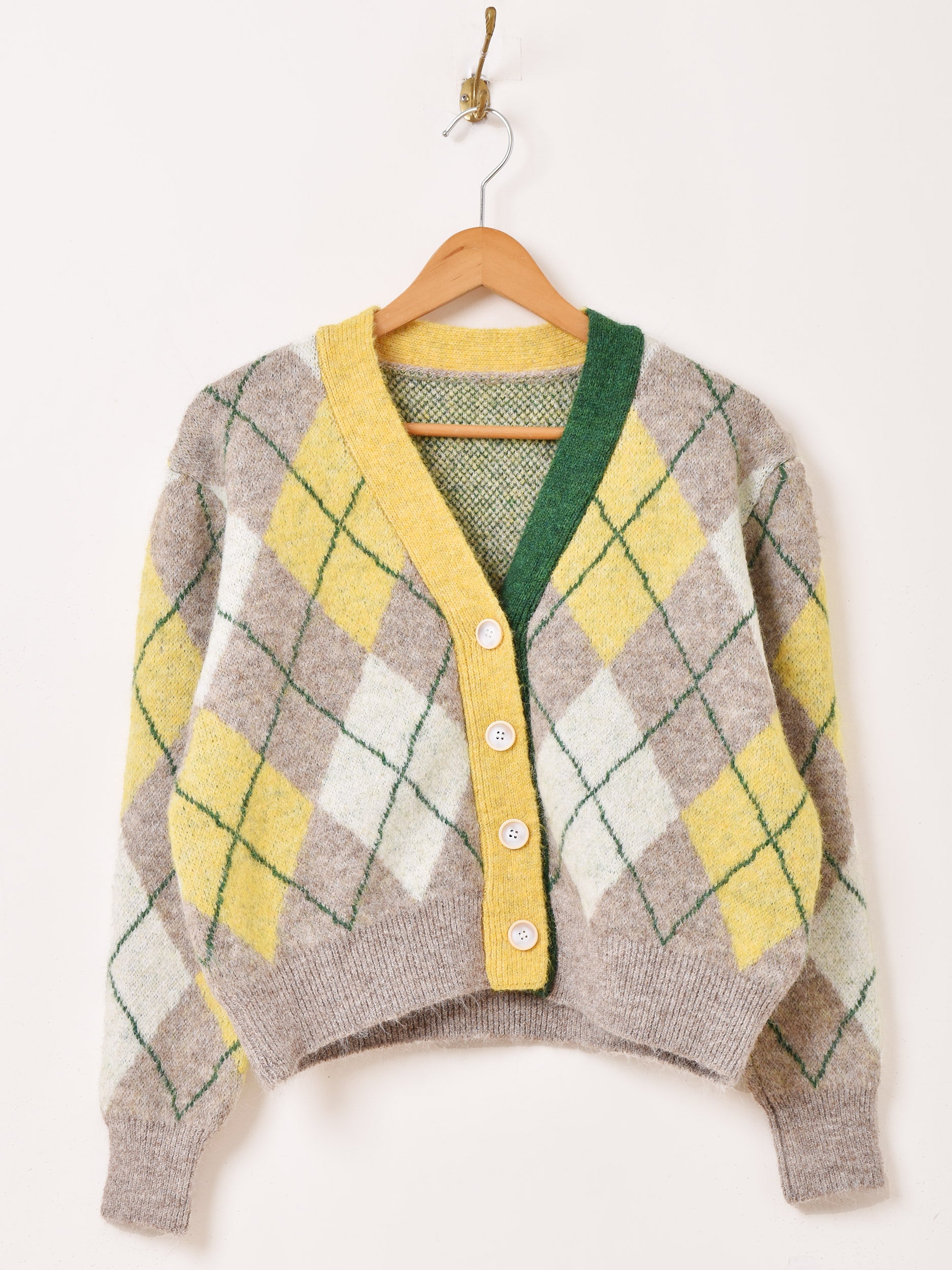 2色展開】Meridian アーガイルチェック柄 カーディガン – 古着屋Top of
